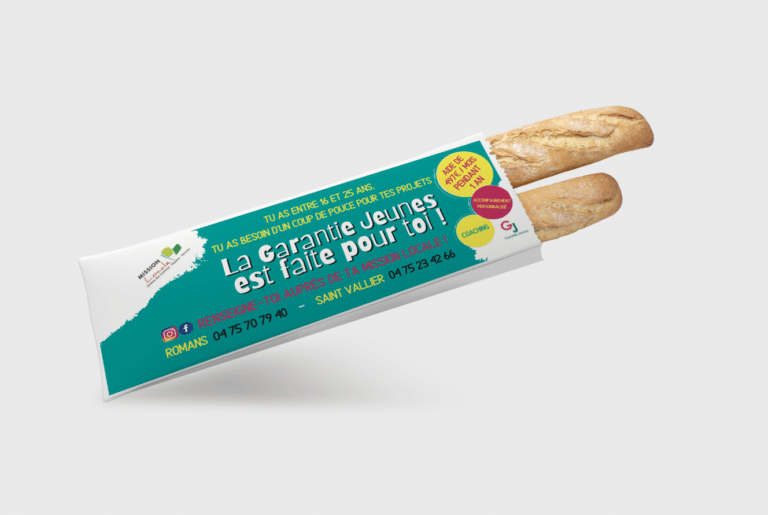 Mission Locale Drôme Ardèche sacs baguettes publicitaire